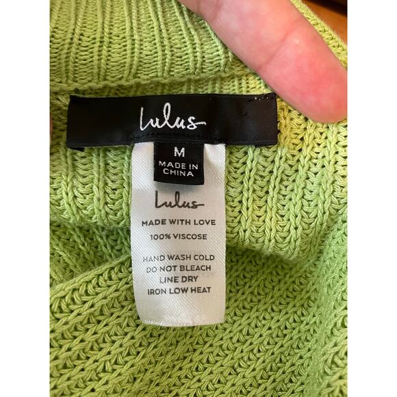 Lulus green knit high neck sleeveless sweater solid bows lightweight vest Med - Picture 3 of 3
